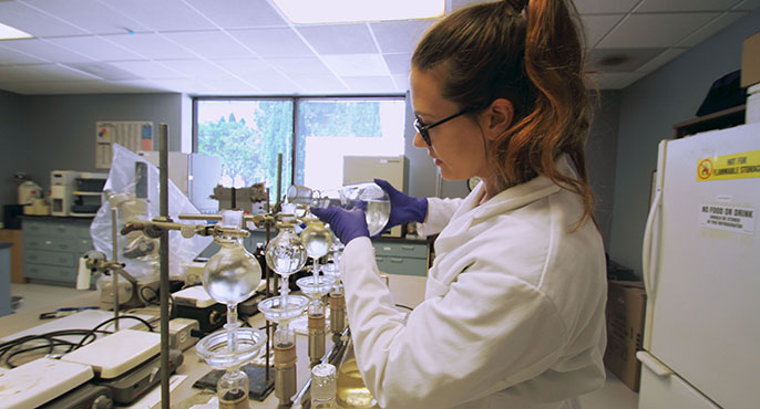 Water samples from Southern California streams are processed at SCCWRP in preparation for screening them for emerging contaminants.