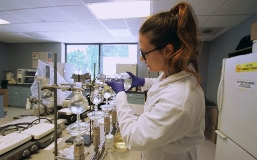 SCCWRP’s Darcy VanDervort processes receiving water samples to prepare them for screening with a bioassay developed by SCCWRP. The CEC bioassay is the first level of screening within a new, multi-tiered CEC assessment framework.